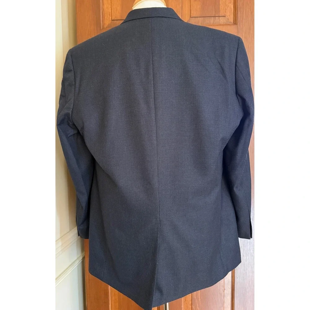 Chaps Houndstooth‎ Sport Coat Mens 46L Blue Two-Button Blazer Jacket Preppy